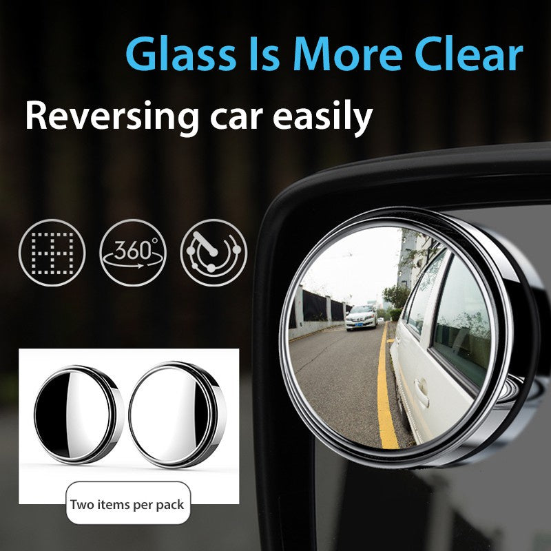 2 Pcs Car Blind Spot Mirror | 360° Adjustable Round Convex Rear View Mirror | Wide-Angle Stick-On Side Mirror Lens | Universal Anti-Collision Safety Mirror Accessory for Cars & SUVs