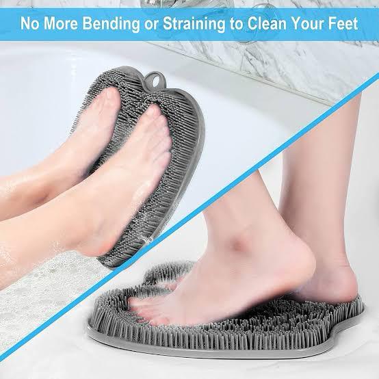 Silicone Shower Foot Scrubber Mat | Wall-Mounted Foot Cleaner with Suction Cups | Non-Slip Exfoliating Massage Mat for Feet & Back Cleaning in Bathroom