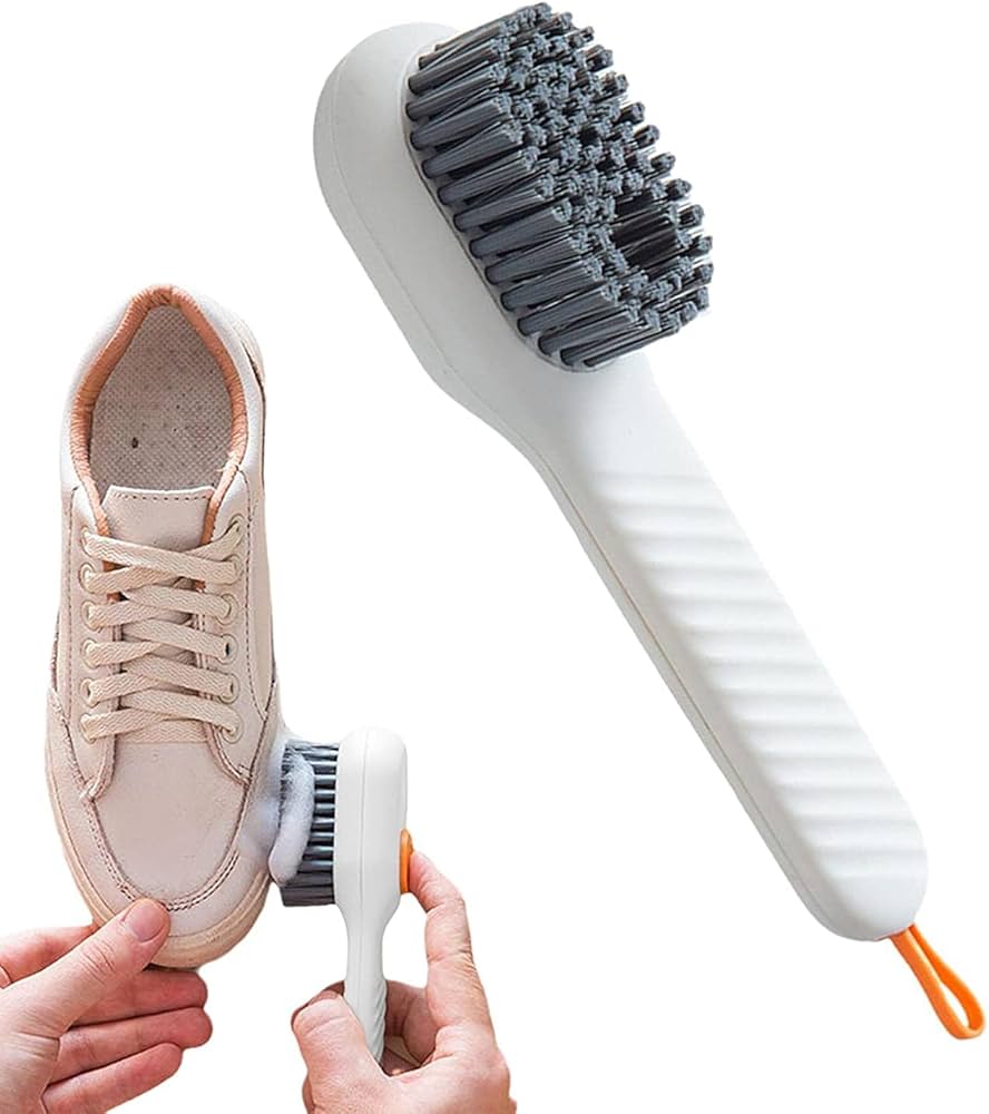 Multifunctional Cleaning Brush with Soap Dispenser | Long Handle Shoe & Dishwashing Brush with Liquid Tank | Refillable Scrub Brush for Bathroom, Kitchen & Household Use
