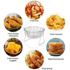 Stainless Steel Foldable Chef Frying Basket | Multipurpose Cooking Basket for Deep Frying, Boiling, Draining & Steaming | 12-in-1 Kitchen Mesh Basket Tool