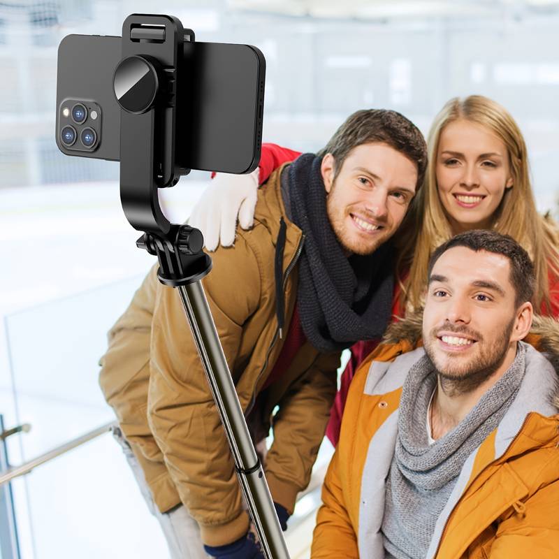 4 in 1 Wireless Selfie Stick Tripod with Remote | bluetooth selfie stick and tripod | Extendable, Foldable Phone Holder Stand for Android & iPhone | Portable Selfie Stick with Light Option for Travel, Vlogs & Photography
