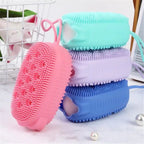 Silicone Body Scrubber Bath Sponge | 2-in-1 Exfoliating Body Brush & Shower Loofah | Soft Silicone Body Cleaning Brush for Women, Men & Kids