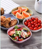 Square Plastic Plate Set (10 Pcs) with Stand | Reusable Lightweight Snack & Breakfast Plates | Multi-Color Unbreakable Kitchen Tableware for Home, Picnic & Parties