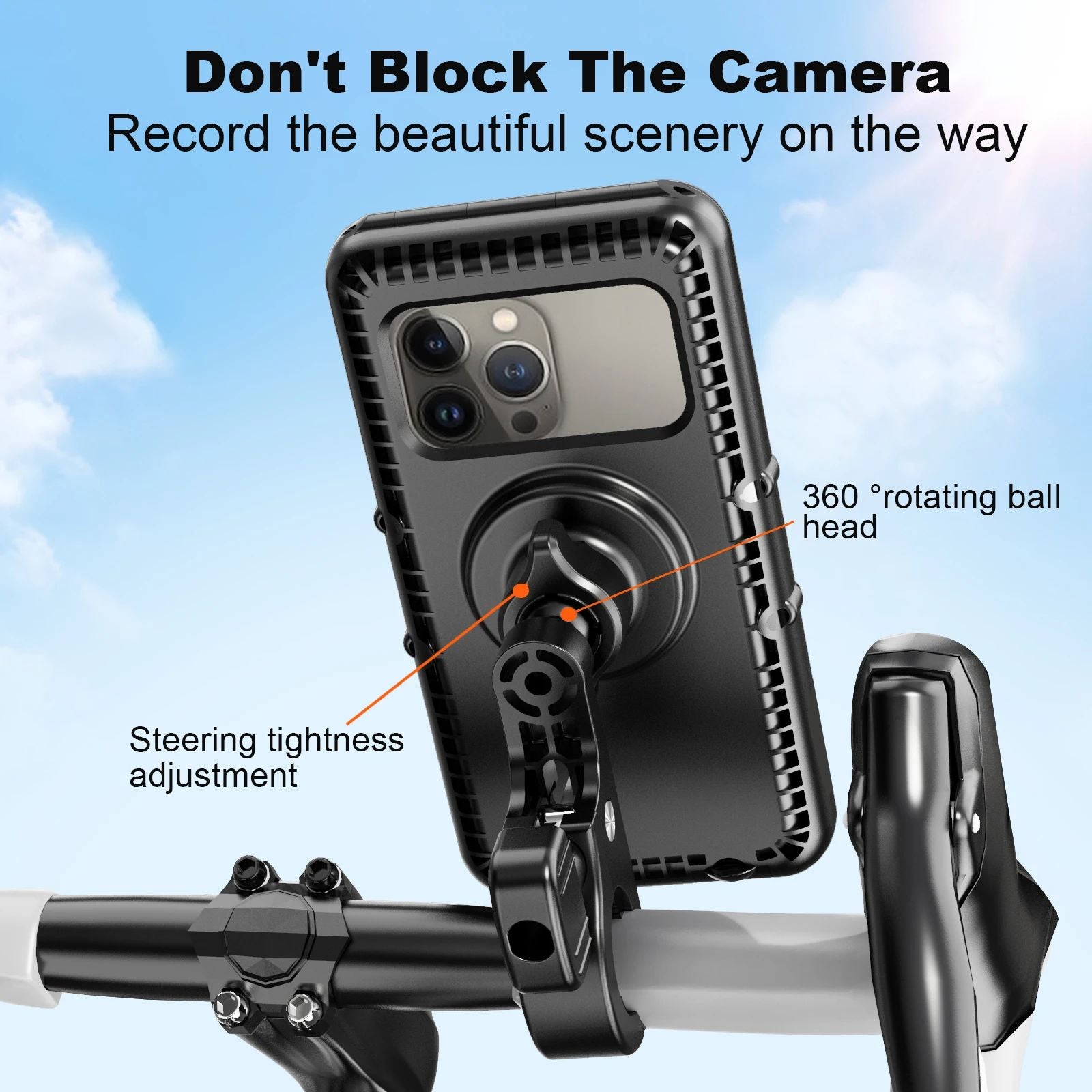 360° Motorcycle & Bike Phone Holder | Adjustable Handlebar Mount with Touch Screen Waterproof Case | Shockproof Mobile Bracket for Cycling, Scooter & Riding
