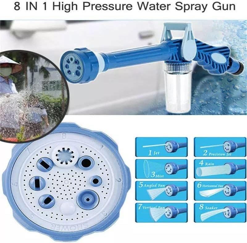 8-in-1 High Pressure Water Spray Gun | Multi-Function Garden Hose Nozzle & Car Wash Sprayer | Adjustable Water Cannon for Lawn, Plants & Outdoor Cleaning