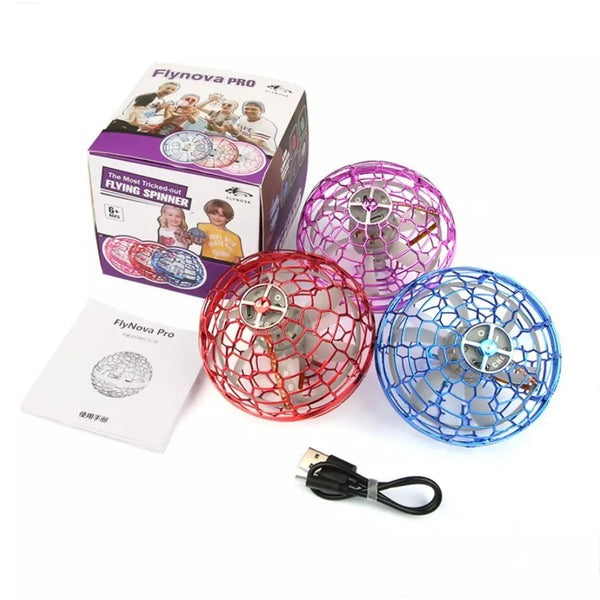LED Flying Spinner Ball Toy | Hand Controlled Hover Flying Orb | Rechargeable Light Up Rotating Mini Flying Toy for Kids