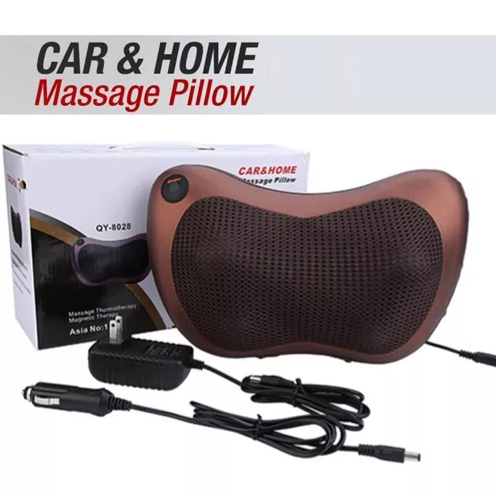Electric Massage Pillow with Heat | Deep Kneading Neck, Back & Shoulder Massager Cushion | Heated Car & Home Pillow Massager for Relaxation Therapy and Body Pain Relief
