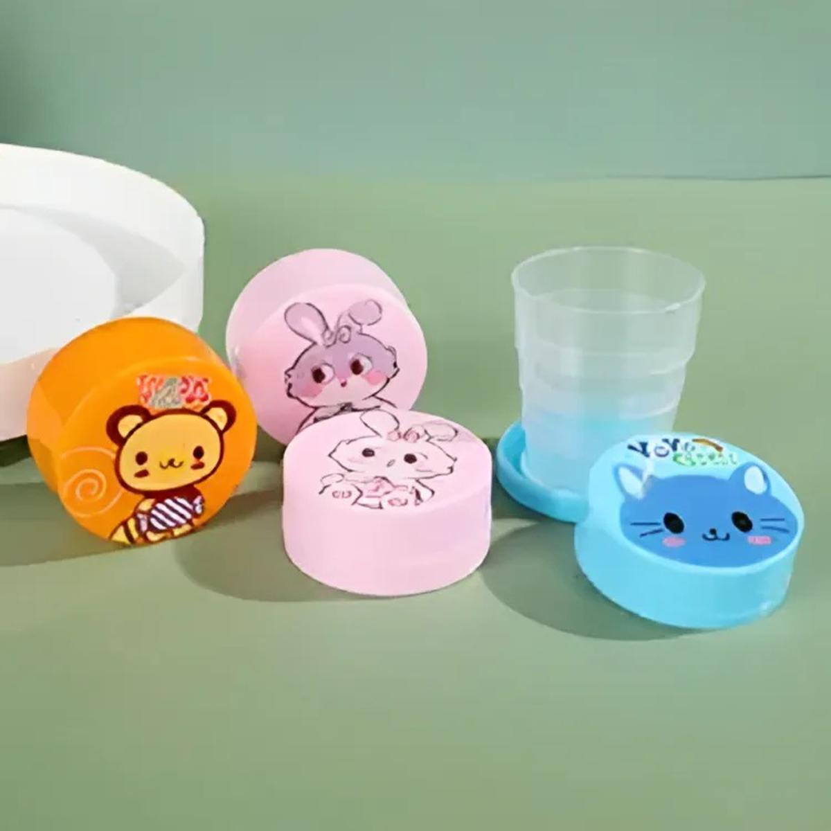 Portable Folding Collapsible Magic Cup | Cartoon Foldable Travel Cup for Kids | Pocket-Size Reusable Plastic Drinking Cup for School, Camping & Outdoor Use (Pack of 1)