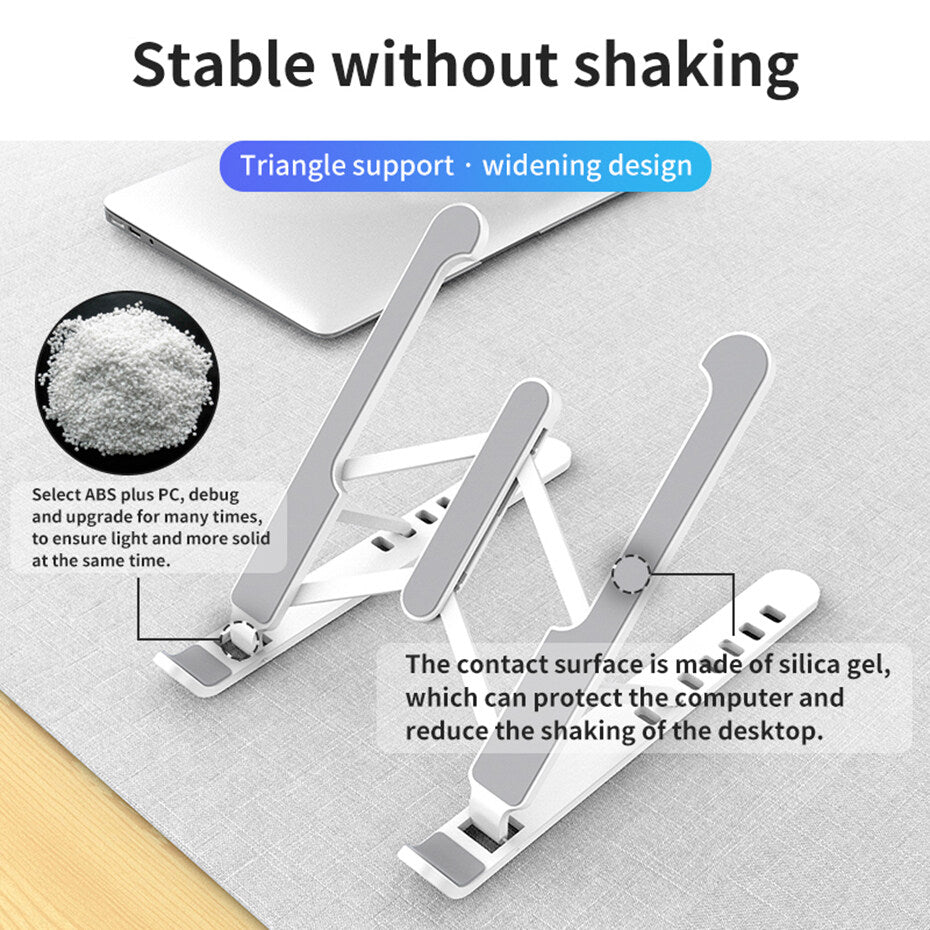 Aluminium Adjustable Laptop Stand with Detachable Fan | 7-Gear Height Laptop Riser | Foldable Portable Notebook Holder with Anti-Slip Grip & Ventilated Metal Body