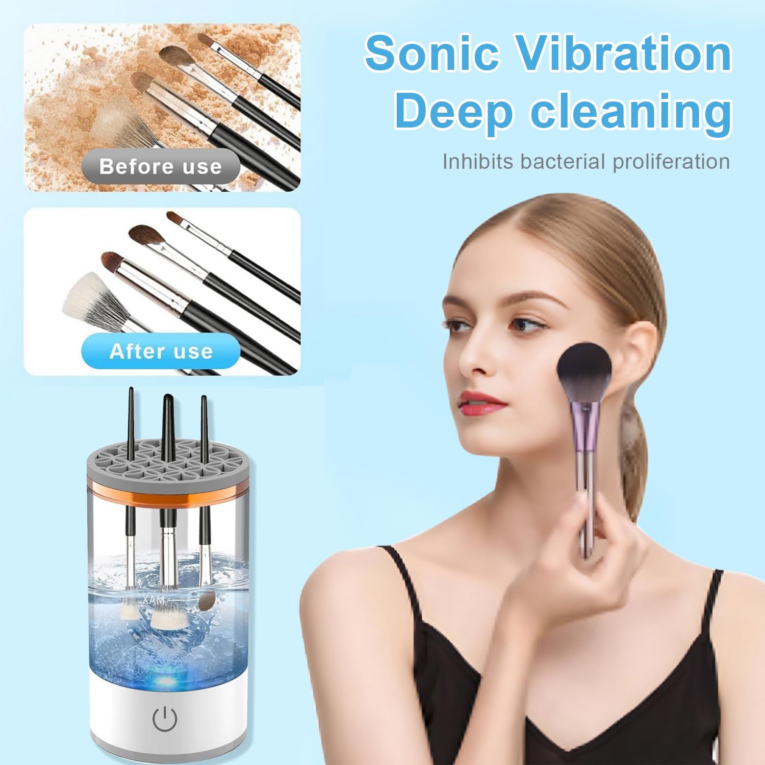 Electric Makeup Brush Cleaner – Automatic Cosmetic Brush Washing &amp; Drying Machine | Portable USB Beauty Brush Cleaner for All Brush Sizes