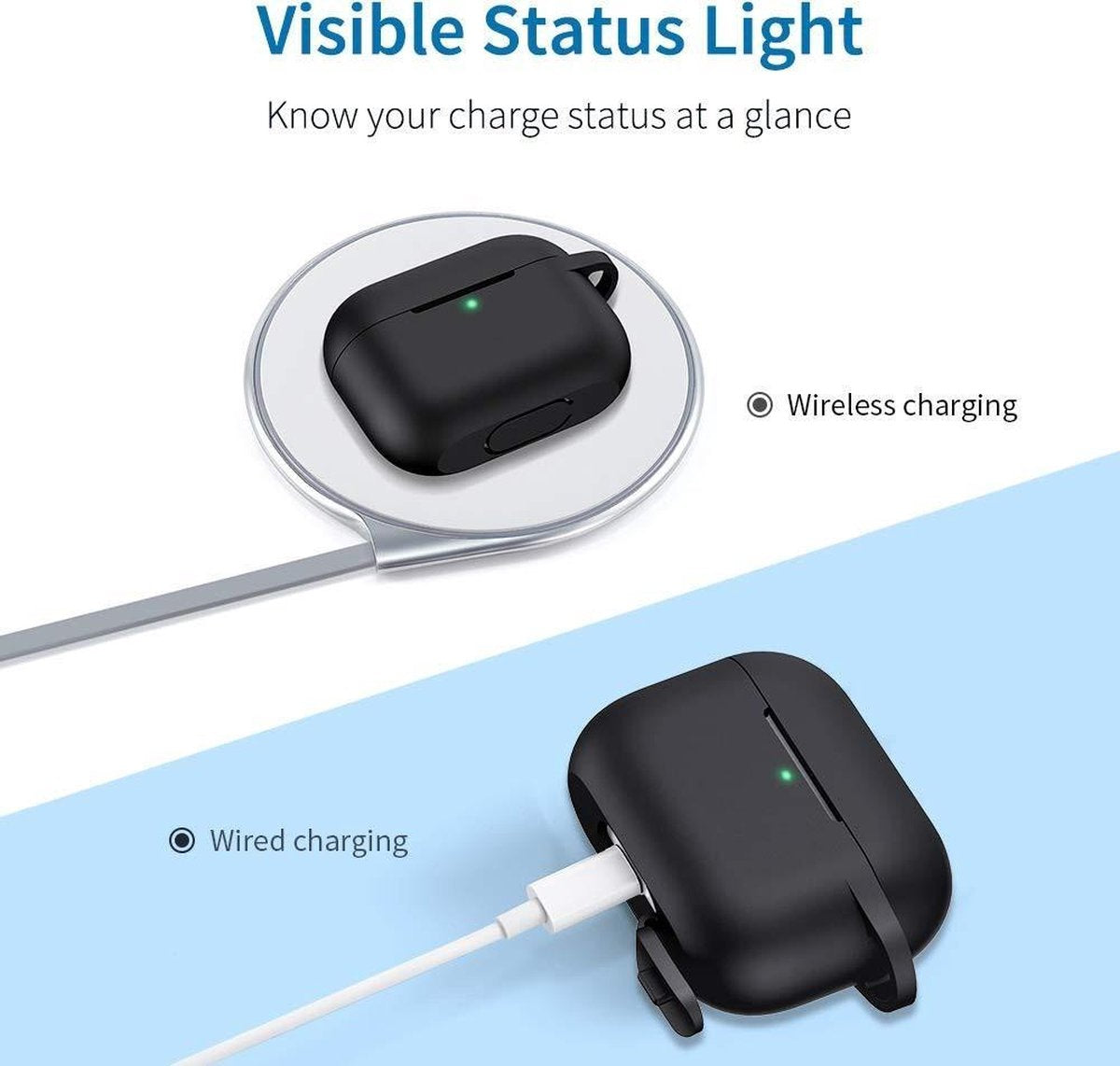 AirPods Pro Silicone Case Cover with Hook | Soft 360° Protective Silicon Cover for AirPods Pro & Pro 2 | Anti-Fall AirPods Silicon Case for Everyday Use