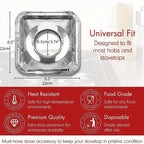10 Pcs Aluminum Foil Stove Burner Covers – Gas Stove Protectors & Heat-Resistant Foil Burner Liners for Clean Stove Tops | Disposable Drip Pans for Kitchen Cleaning