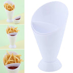 French Fries & Snack Holder with Dipping Cup | Reusable Fries Cone Cup with Sauce Container | Portable Snack Serving Cup for Parties, Kitchen & Table Use
