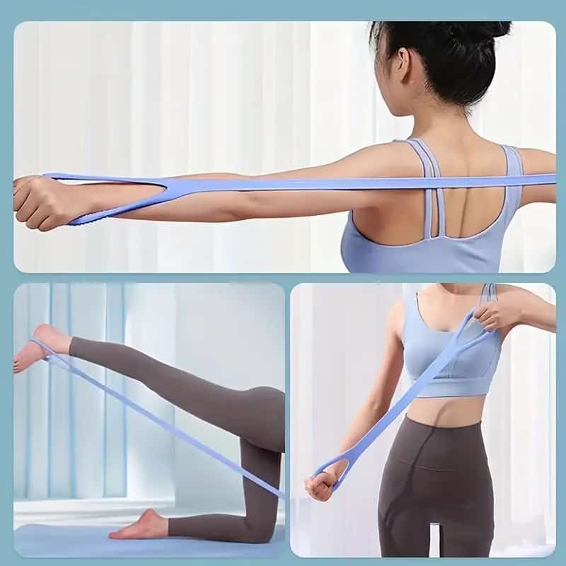 8-Shape Yoga Stretch Strap Belt | Elastic Fitness Resistance Band for Exercise, Pilates & Home Workout | Body Stretching Band for Back, Shoulder, Arms & Flexibility Training