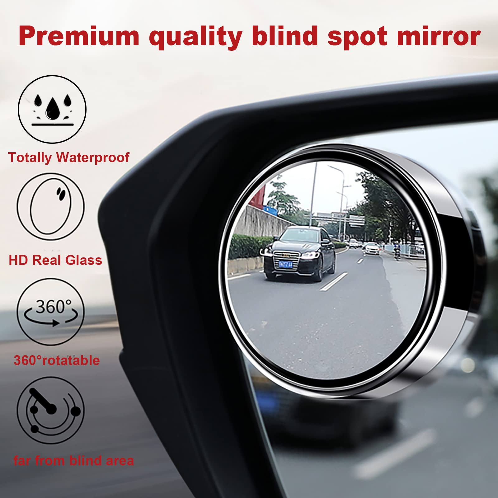 2 Pcs Car Blind Spot Mirror | 360° Adjustable Round Convex Rear View Mirror | Wide-Angle Stick-On Side Mirror Lens | Universal Anti-Collision Safety Mirror Accessory for Cars & SUVs