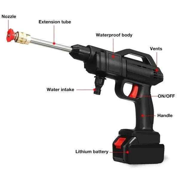 Portable Powerful High Pressure 48V Cordless Pressure Washer | Wireless Car Wash Water Jet Foam Gun | Rechargeable Battery Portable Car Washer