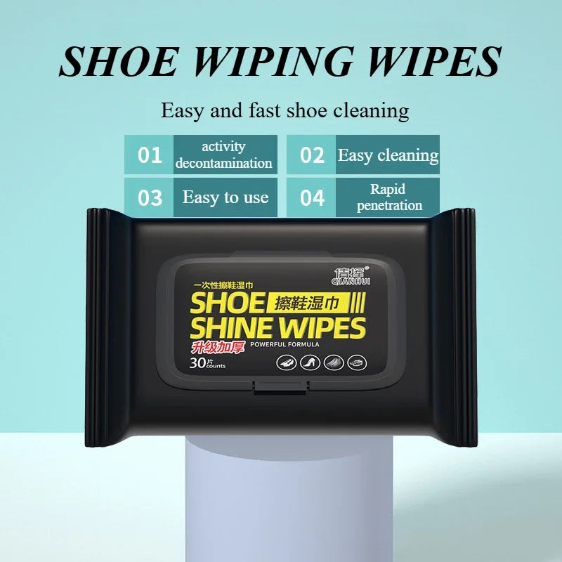 30 Pcs Shoe Cleaning Wet Wipes | Deep Cleaning Disposable Shoe Cleaner Pads | Instant Sneaker & Leather Shoe Wipes for Dirt Removal | Portable Travel Shoe Care Wipes for Men & Women