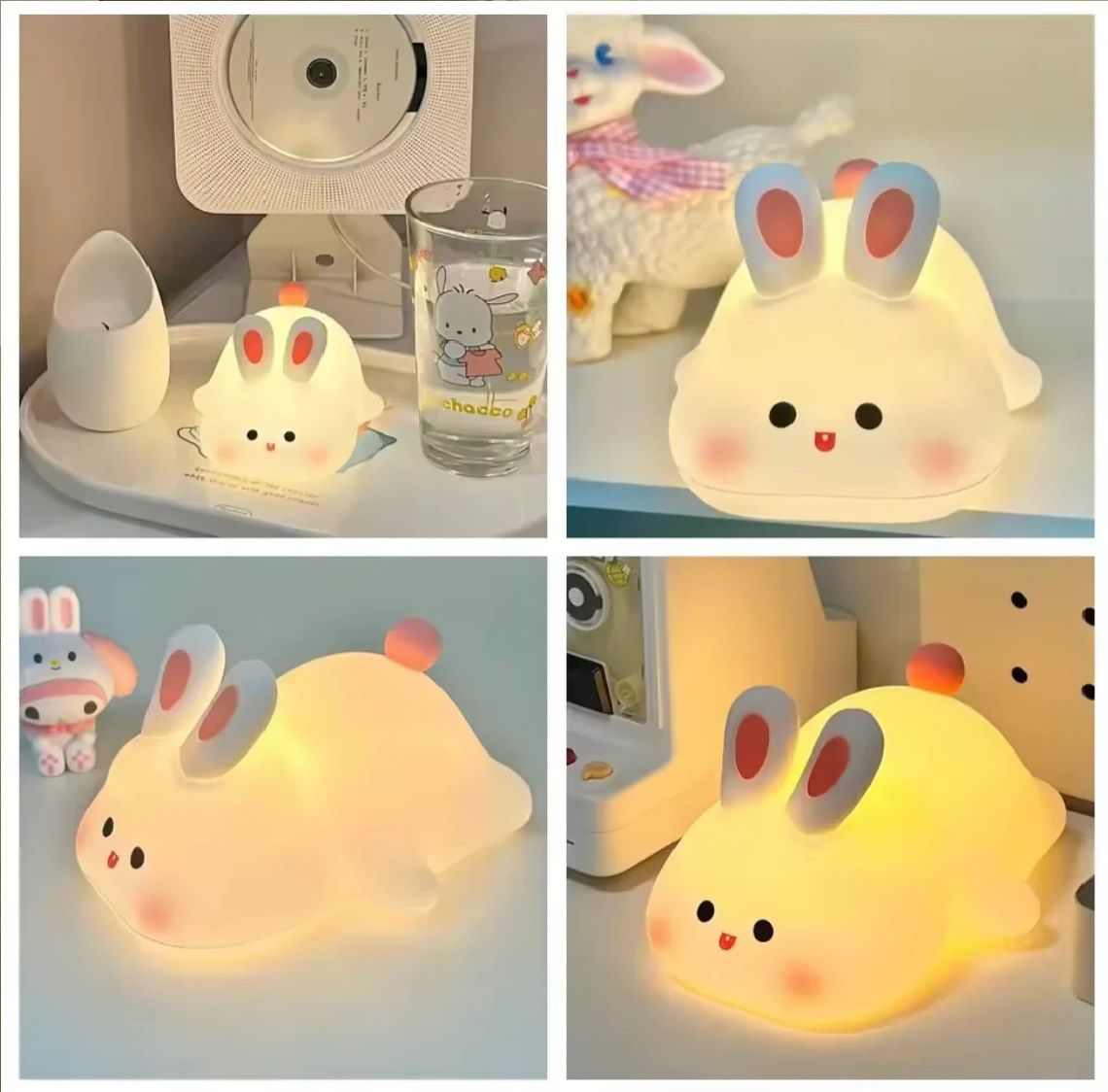 Silicone Bunny Night Light for Kids | Cute Rabbit Touch Sensor Night Lamp | Soft Glow Rechargeable LED Nursery Light