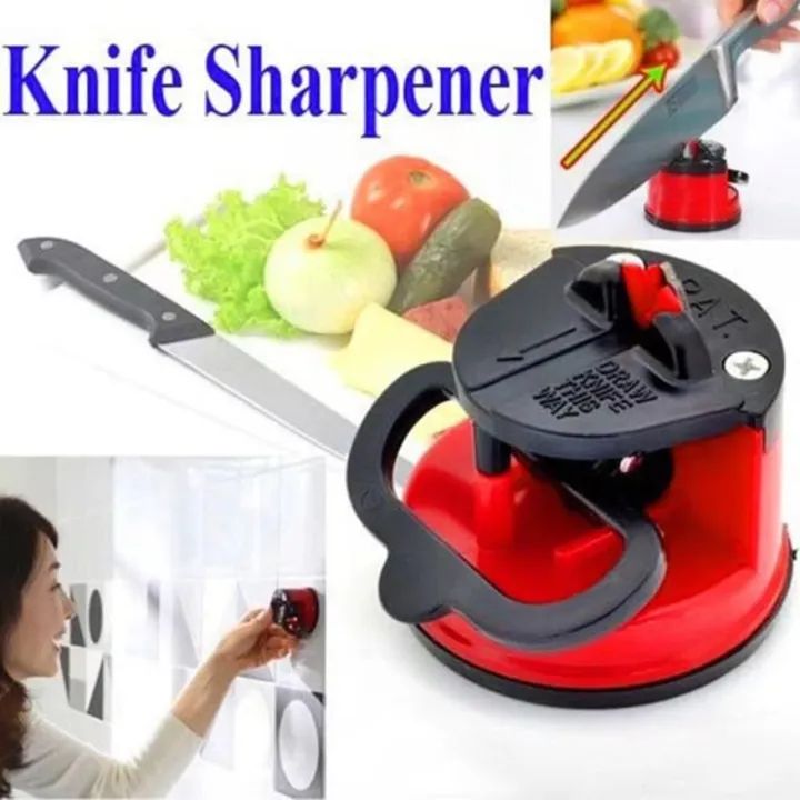 Kitchen Knife Sharpener with Suction Cup | Manual Non-Slip Countertop Knife Sharpening Tool | Household Cutting Tool Sharpener
