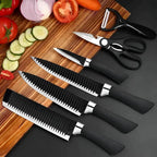 6-Piece Kitchen Knife Set with Peeler & Scissors | Professional Stainless Steel Chef Knives with Non-Stick Coating | Multi-Purpose Cooking Knife Set for Slicing, Chopping & Food Prep