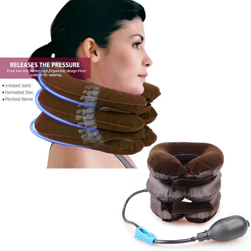 Inflatable Cervical Neck Traction Device – Adjustable Air Neck Support Collar | Portable Neck Stretcher & Relaxation Pillow for Home, Office & Travel