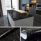 Self Adhesive Black Marble Sheet 60cm x 2m | Waterproof & Heat Resistant Kitchen Countertop Sticker | Peel and Stick Marble Wallpaper for Furniture, Walls & DIY Renovation