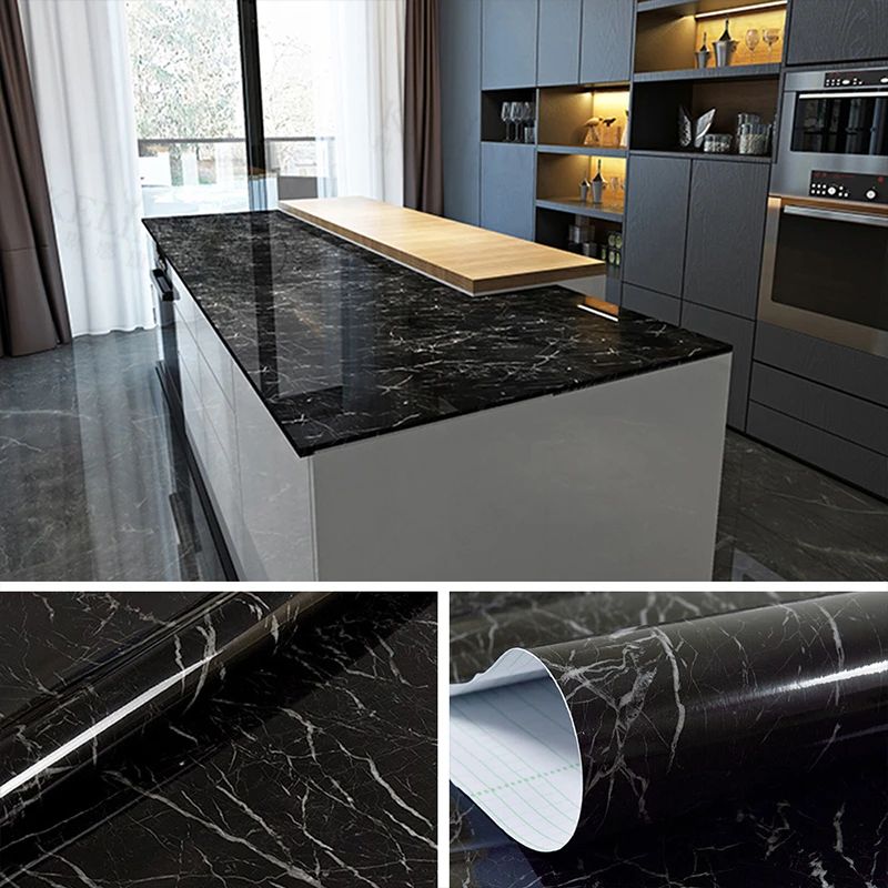 Self Adhesive Black Marble Sheet 60cm x 2m | Waterproof & Heat Resistant Kitchen Countertop Sticker | Peel and Stick Marble Wallpaper for Furniture, Walls & DIY Renovation