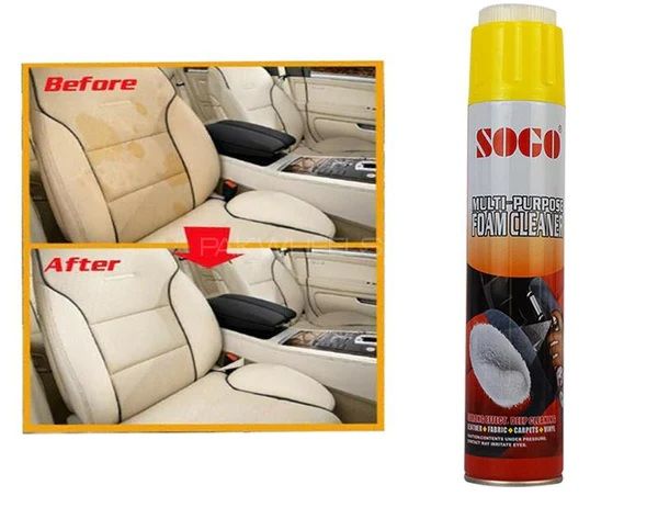 Multi-Purpose Foam Cleaner Spray 650ml | Car Seat, Sofa, Carpet & Fabric Cleaning Foam | Leather & Upholstery Interior Cleaner for Home and Auto Use