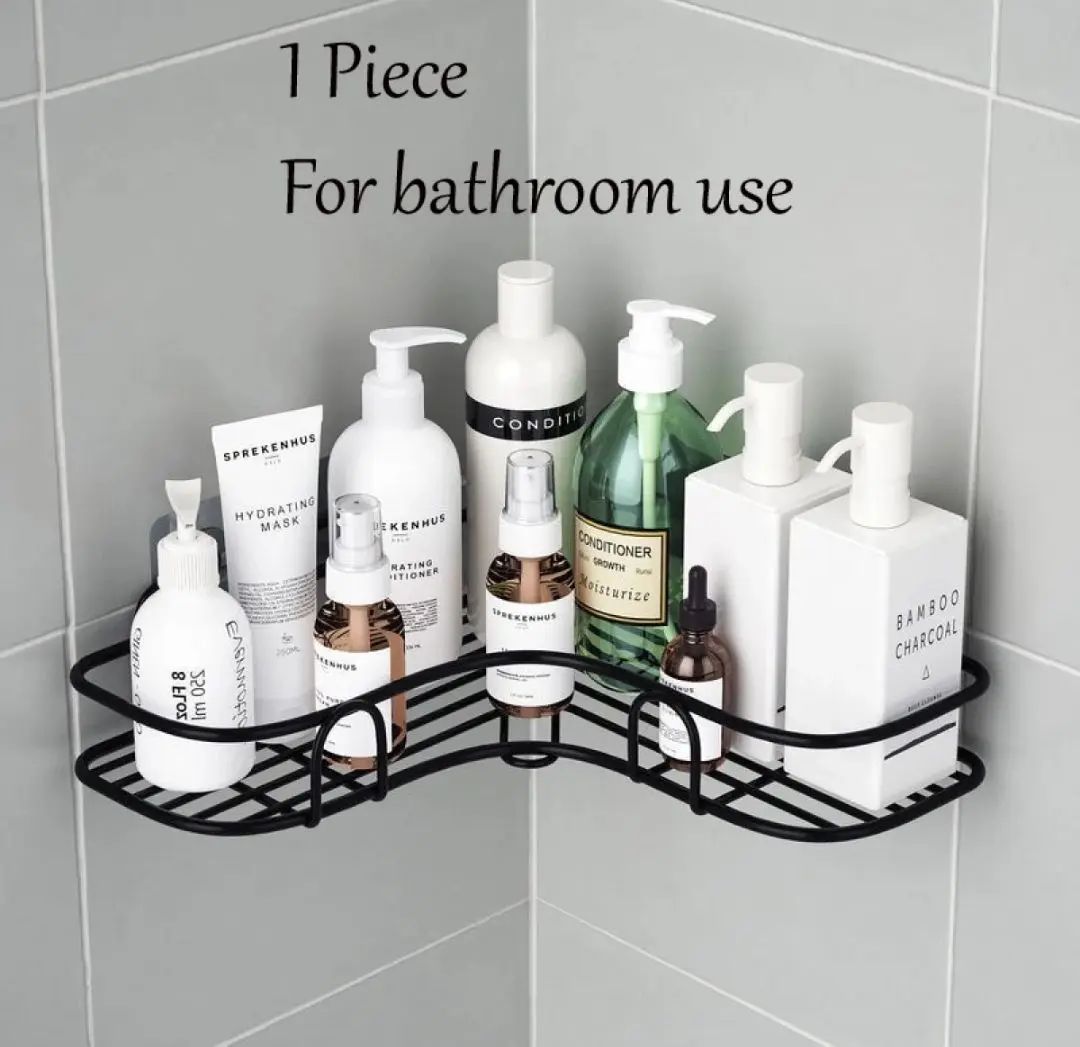 Bathroom & Kitchen Wall-Mounted Corner Shelf | Heavy-Duty Iron Shower Storage Rack | Multipurpose Wall Hanging Organizer for Shampoo, Spices & Accessories | Space-Saving Waterproof Corner Shelf