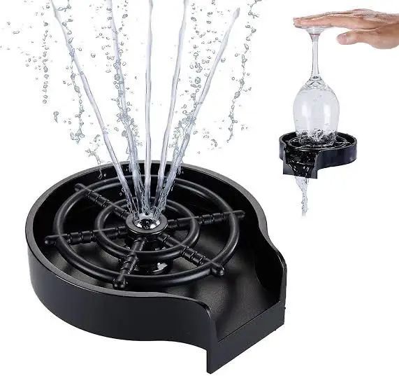 Automatic Cup & Glass Washer for Sink | Kitchen Faucet Glass Rinser Attachment | Quick Rinse Drinkware Cleaning Tool for Bottles, Cups & Glasses | Countertop Sink Accessory for Home & Bar