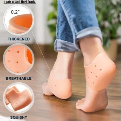 Silicone Heel Protector (2 Pcs) | Soft Heel Pad Silicone & Heel Cushion Sleeve | Heel Cover and Heel Guard for Daily Heel Comfort