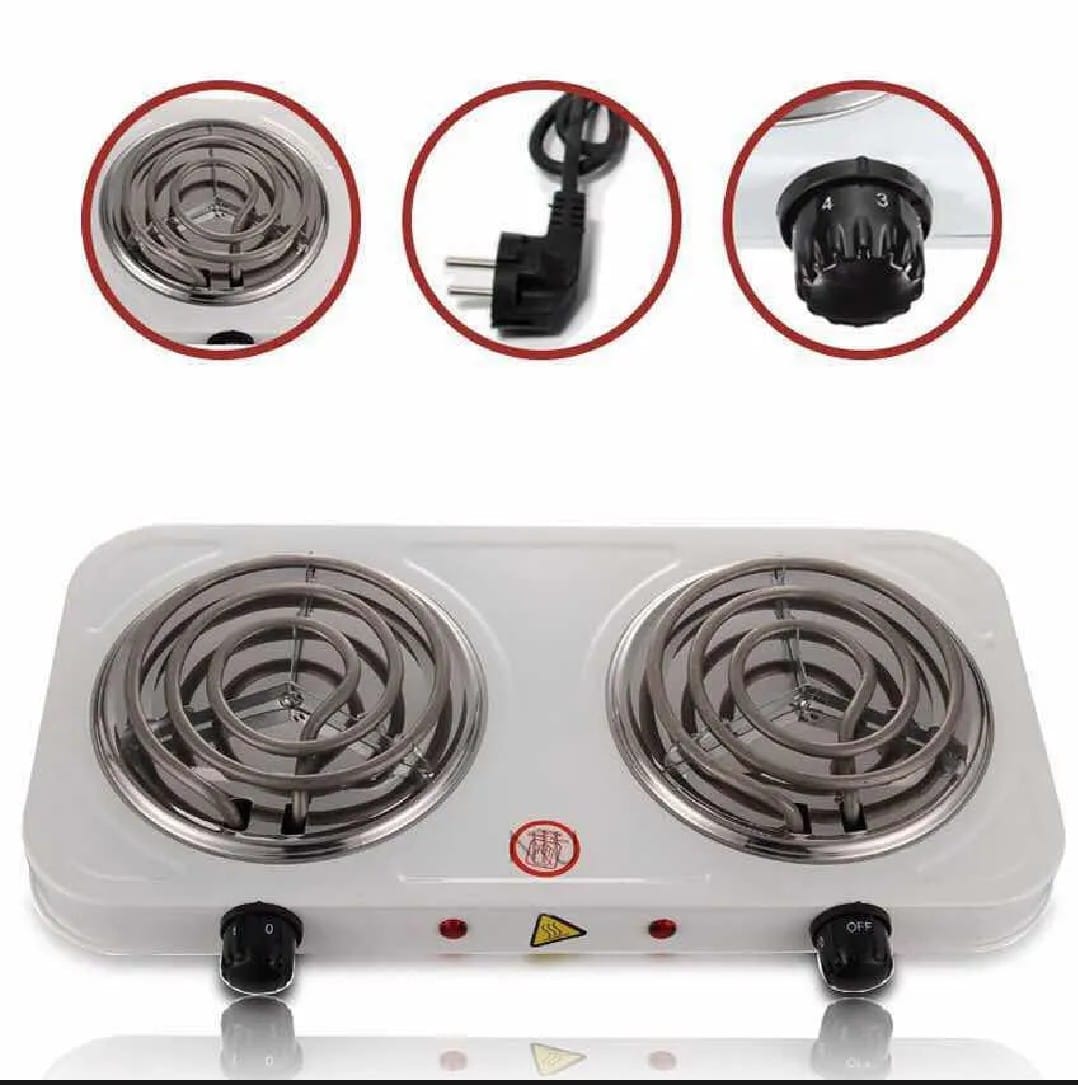 Electric Stove Double Hot Plate | 2000W Dual Burner Stove for Fast Cooking | Portable Electric Hot Plate for Kitchen, Home & Travel | Easy-Clean Countertop Electric Cooker