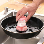 Liquid Soap Dispensing Dishwashing Brush | Self-Dispensing Kitchen Scrub Brush | Pot & Pan Cleaning Brush with Durable Bristles for Sink and Utensils