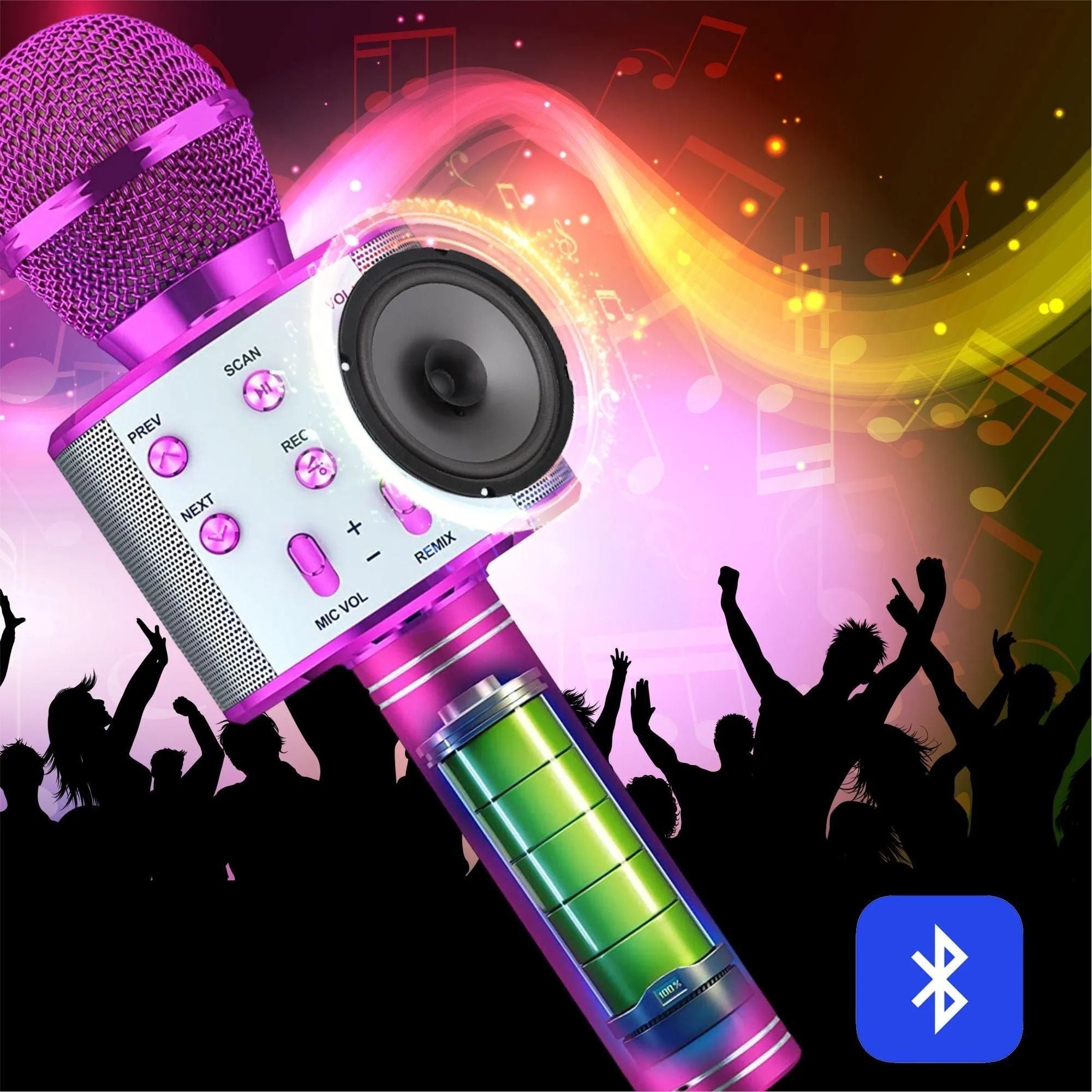 WS-858 Wireless Bluetooth Karaoke Microphone | 3-in-1 Portable Mic, Speaker & Recorder | Rechargeable Handheld Singing Mic for Kids & Adults, Home Parties & Outdoor Fun