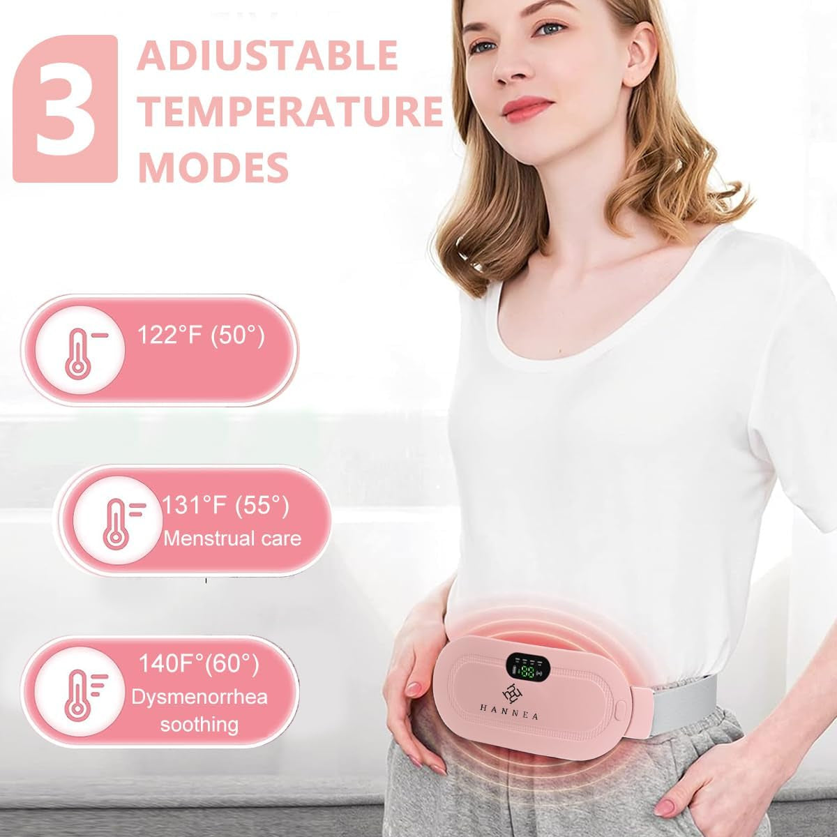 USB Rechargeable Heating Belt for Period Comfort – Electric Waist & Stomach Heating Pad with Adjustable Heat Levels for Girls & Women