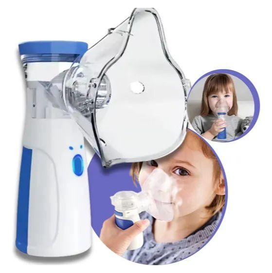 Portable Mesh Nebulizer Machine with Mask for Kids and Adults | Handheld Ultrasonic Inhaler Nebulizer | Compact Silent Home & Travel Nebulizer Device | USB Rechargeable Mini Nebulizer for Easy Breathing