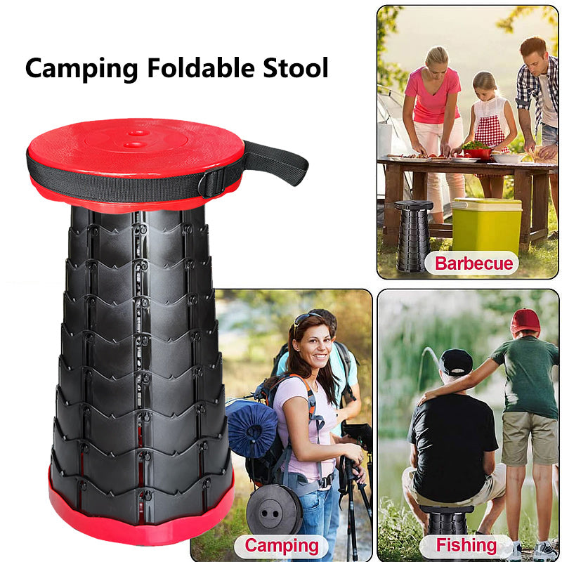 Portable Retractable Folding Stool | Adjustable Height Telescopic Collapsible Chair for Camping, Travel & Outdoor Use | Lightweight Compact Foldable Seat for Easy Carry Anywhere