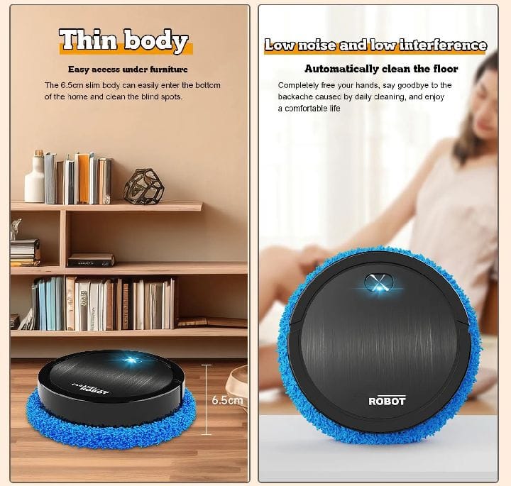 Smart Sweeping Robot | Mini Automatic Vacuum Cleaner | Wireless Floor Cleaning Robot with Suction, Sweeping & Mopping Functions – USB Rechargeable Home Cleaning Machine