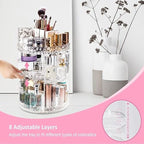 360° Rotating Makeup Organizer | Clear Acrylic Rotating Cosmetic Organizer | Multi-Tier Vanity Makeup Storage & Display Stand