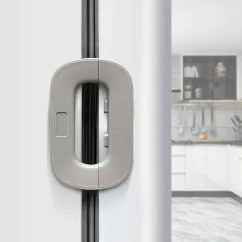 Fridge Lock with Key 2 Pcs Stainless Steel Double Door Fridge Locker Clip | Refrigerator Door Lock with Key | Child Safety Fridge Lock for Kids | Strong Adhesive & Durable