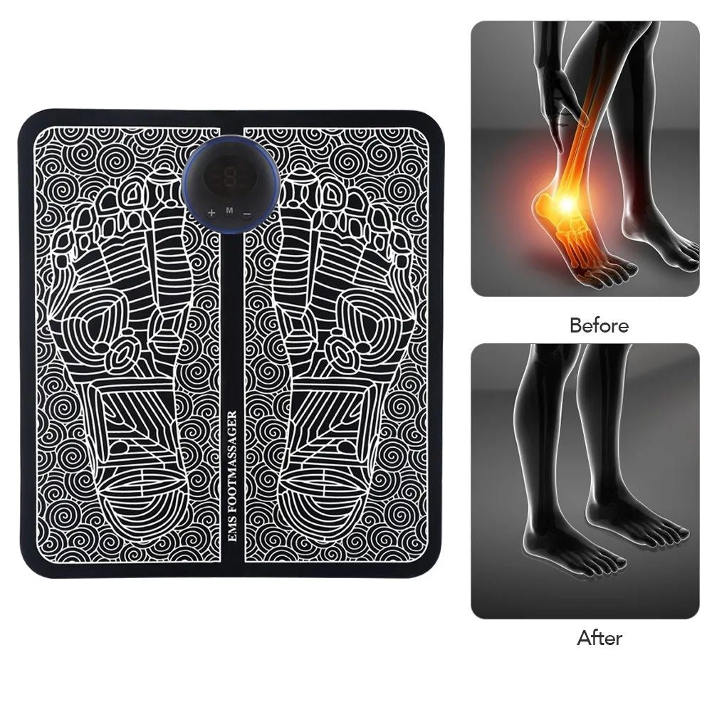 EMS Foot Massager Mat – Electric Foot Stimulation Pad with Multiple Modes | Rechargeable, Portable Foot Relaxation Mat for Home & Office Use