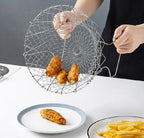 Stainless Steel Foldable Chef Frying Basket | Multipurpose Cooking Basket for Deep Frying, Boiling, Draining & Steaming | 12-in-1 Kitchen Mesh Basket Tool