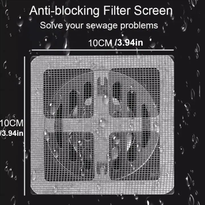 10 Pcs Shower Drain Hair Catcher Mesh Stickers | Disposable Anti-Clogging Drain Filter Net | Adhesive Floor Drain Protector for Bathroom, Kitchen & Sink