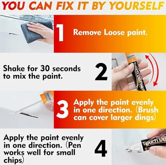 Car Scratch Repair Pen | Touch-Up Paint Marker for Cars | Quick Paint Repair Tool for Minor Marks | Easy DIY Auto Body Touch-Up Kit – Black & White Colors