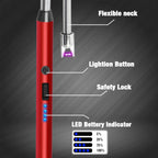 Rechargeable Electric USB Arc Lighter | Flameless Windproof Lighter with Flexible Neck & LED Indicator | Multipurpose Ignition Tool for Kitchen, Stove, Candles & Camping