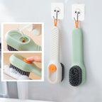 Multifunctional Cleaning Brush with Soap Dispenser | Long Handle Shoe & Dishwashing Brush with Liquid Tank | Refillable Scrub Brush for Bathroom, Kitchen & Household Use