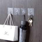 10 Pcs Adhesive Wall Hooks | Heavy Duty Transparent Sticky Hooks for Wall, Ceiling, Door, Bathroom & Kitchen | Waterproof & Oilproof No-Drill Reusable Self-Adhesive Wall Hangers
