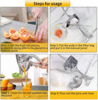 Manual Fruit Juicer – Heavy Duty Hand Press Citrus Squeezer for Orange, Lemon & Lime | Metal Manual Juice Extractor for Home & Kitchen