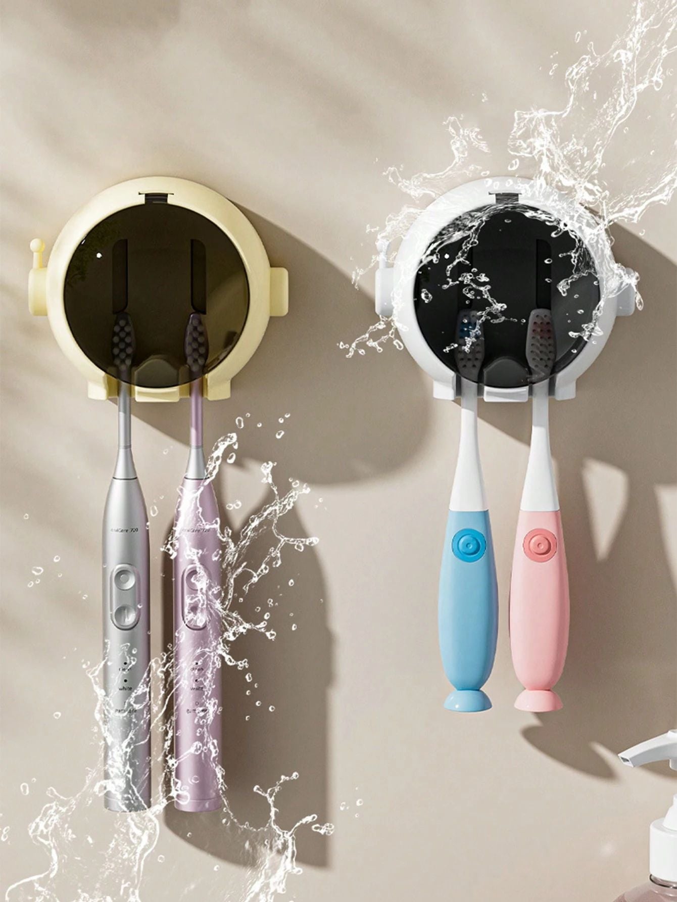Astronaut Toothbrush Holder | Wall Mounted Bathroom Toothbrush Organizer | Cute Creative Toothbrush Cover & Storage Case | No-Drill Toothbrush Rack with Quick Drain Design