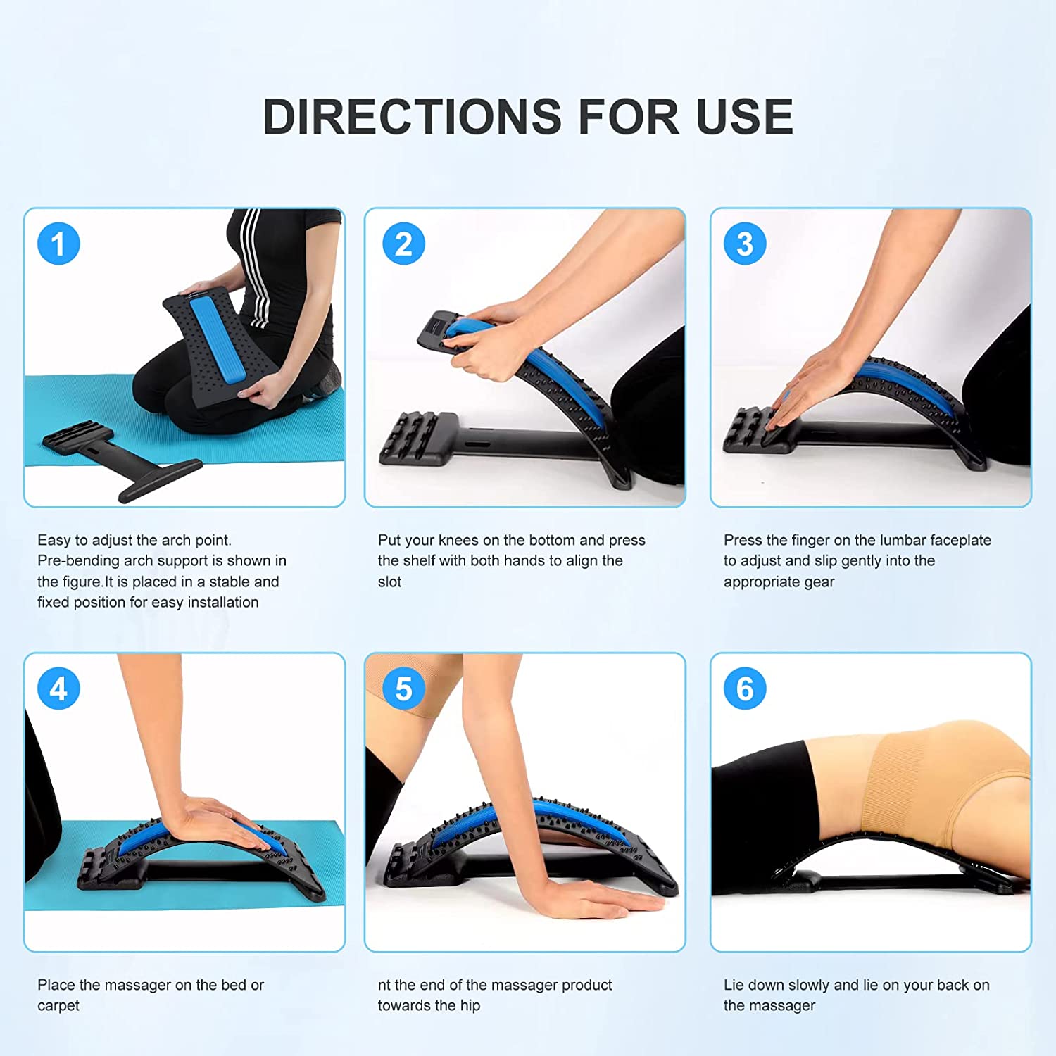 Back Stretcher for Lower Back & Lumbar Support – Spine Stretching Device with Multi-Level Design | Back Massage Stretcher & Posture Support Tool for Home Use